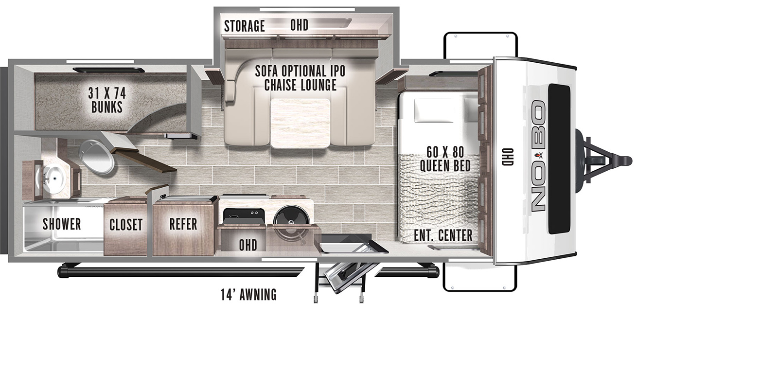 2023 FOREST RIVER NO BOUNDARIES 19.8, , floor-plans-day image number 0